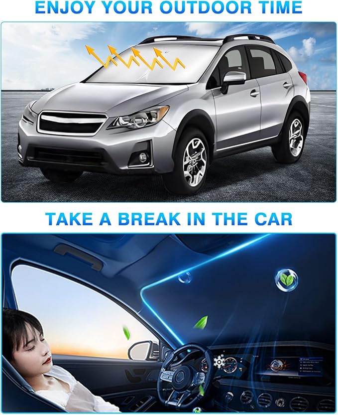 KUST Windshield Sun Shade for Subaru XV Crosstrek 2013–2017 Window Shade Sun Visor Cover Foldable Blocks UV Rays Keep Your Car Cooler
