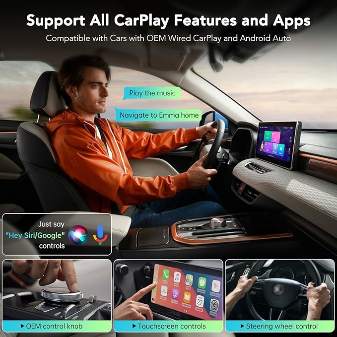 Wireless CarPlay Adapter 2025, Convert Wired to Wireless CarPlay Adaptor for Apple, Compatible with Cars with Factory Wired CarPlay for iPhone & Android with USB/USB-C Port (Light Grey)