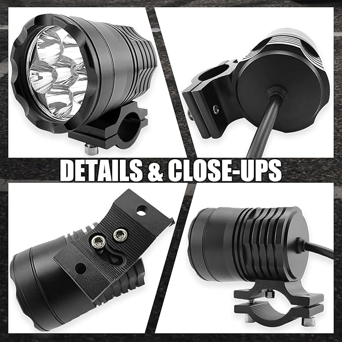 Motorcycle Driving Light 12-60V 40W 3600LM LED Fog Light for ATV UTV Bike Car Truck Boat Forklift Waterproof LED Spotlight with 6 Light Beads High Low Strobe Beam Switch Universal (Black 1)