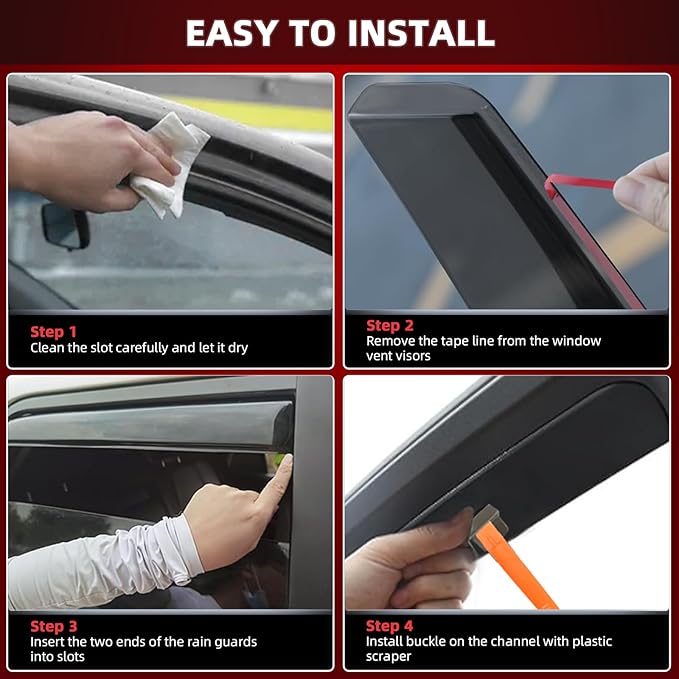 in Channel Window Visors Rain Guards for Honda Civic Hatchback 2016 2017 2018 2019 2020 2021, Durable Wind Deflectors Vent Shades Shields-4pcs