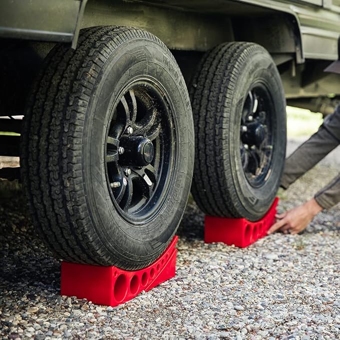 ANDERSEN HITCHES | 3604 RV and Trailer Accessories | 2-Pack Camper Leveler Blocks w/Rubber mats | Camper Leveling System | Outdoor Camping Levels
