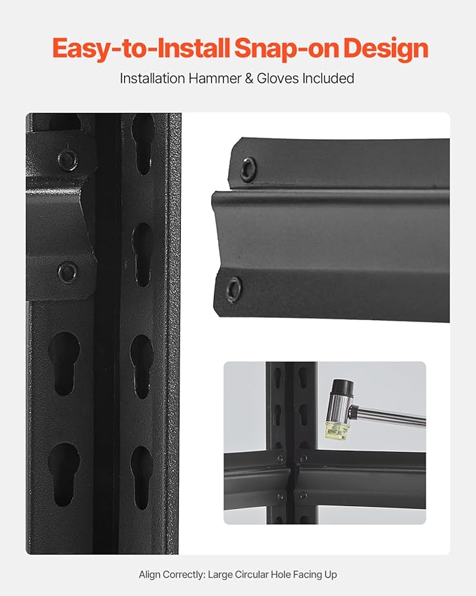 VEVOR Storage Shelves, 3000 lbs, 5 Tier Garage Storage Shelving, 24" D x 48" W x 72" H Adjustable Metal Shelves for Garage Shelves Utility Rack Shelf, Ideal for Kitchen, Warehouse, Basement, Black