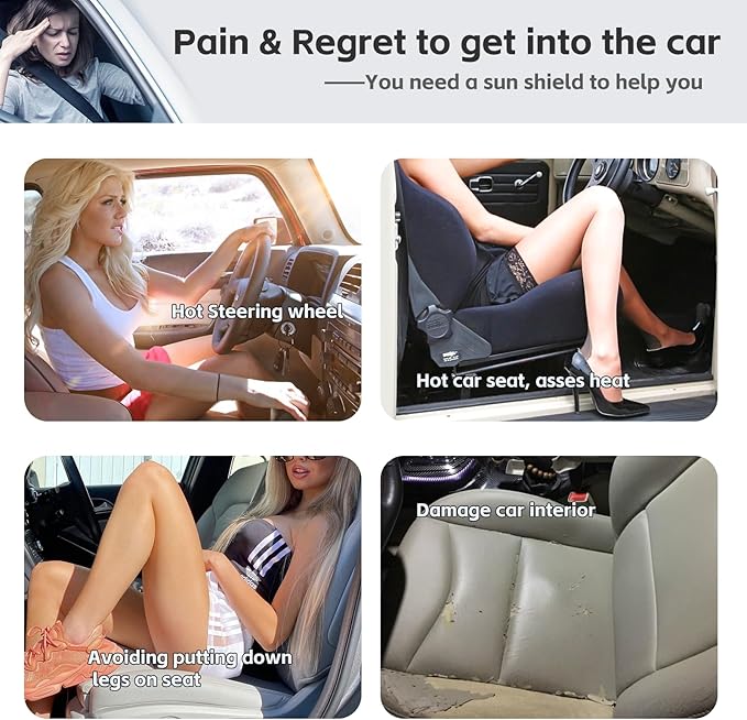 Compatible with Toyota Highlander 2014-2019 Sun Shade Sunshade Windshield Cover, 4-Layer Front Window Shade Custom Fit Visor 240T Foldable Shade Blocks UV Rays Cooler Car Accessories