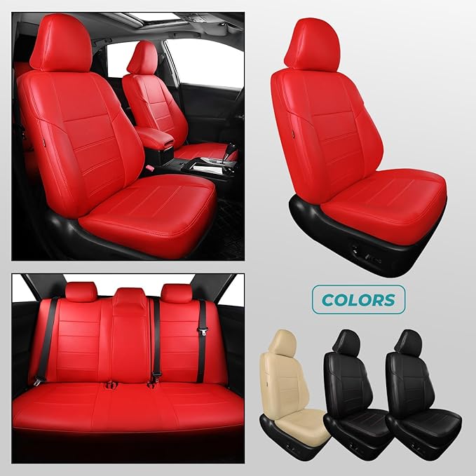 for Toyota Camry Seat Covers SE XSE SE Sport 2012 2013 2014 2015 2016 2017 - Custom Fit Car Seat Covers Full Set, Waterproof Breathable Leather Seat Covers for Cars, Red Not for Hybrid