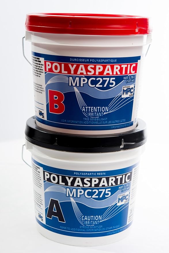 MPC-275 Polyaspartic Floor Coating Kit – 2 Gallon Clear Gloss Polyurea Garage Floor Coating – Thin, Fast-Cure Polyaspartic Top Coat for Concrete, Vinyl Flake, and Countertop Applications