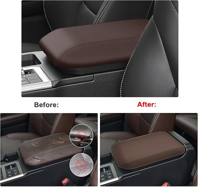 SXCY for 2024 2025 Land Cruiser Armrest Cover for Toyota Land Cruiser 2025 Accessories 2024 2025 Land Cruiser Center Console Cover 2025 Land Cruiser Middle Console Cover (Tan Leatherette ABS)