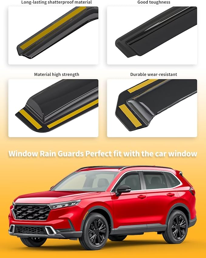 in-Channel Window Rain Guards Fit for Honda CR-V CRV 2023 2024 2025 Extra Durable Window Visors Window Deflectors Vent Visors Vent Shades Car Accessories-4 pcs 2-Q03