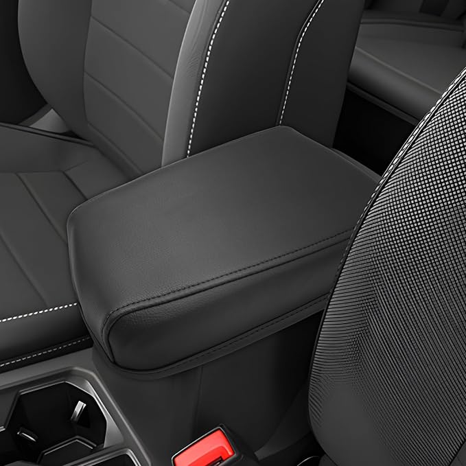SXCY for 2024 VW Taos/Tiguan Armrest Cover for Volkswagen Taos/Tiguan 2024 Accessories 2022-2024 Taos/2018-2024 Tiguan Center Console Cover 2024 Taos Middle Console Cover (Thin Leather Cover)