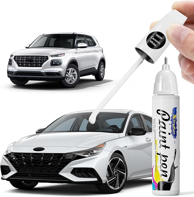 Ceramic White (WAW) Touch Up Paint Compatible with Hyundai, DIY Car Paint Scratch Repair, Automotive Paints, Quick & Easy Fix Scratch Repair for Elantra/Venue/Ioniq