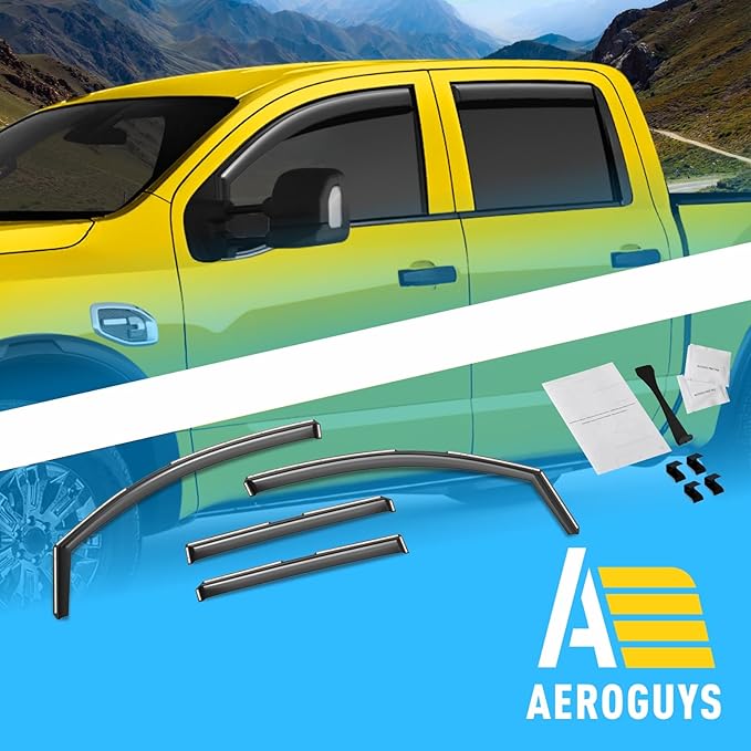 Extra Durable Window Deflectors in-Channel Window Visors Rain Guards Fit for Nissan Titan XD 2016-2025 Crew Cab, Sun Visors, Wind Vent for Shades, Exterior Car Accessories - 4pcs. AG0750