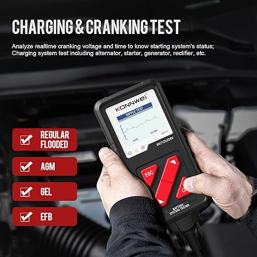 KONNWEI KW710 Car Battery Tester 6V 12V 24V, Battery Load Tester Automotive 100-2000CCA Digital Auto Battery Analyzer Alternator Starter Tester for Car Truck Motorcycle Marine ATV SUV