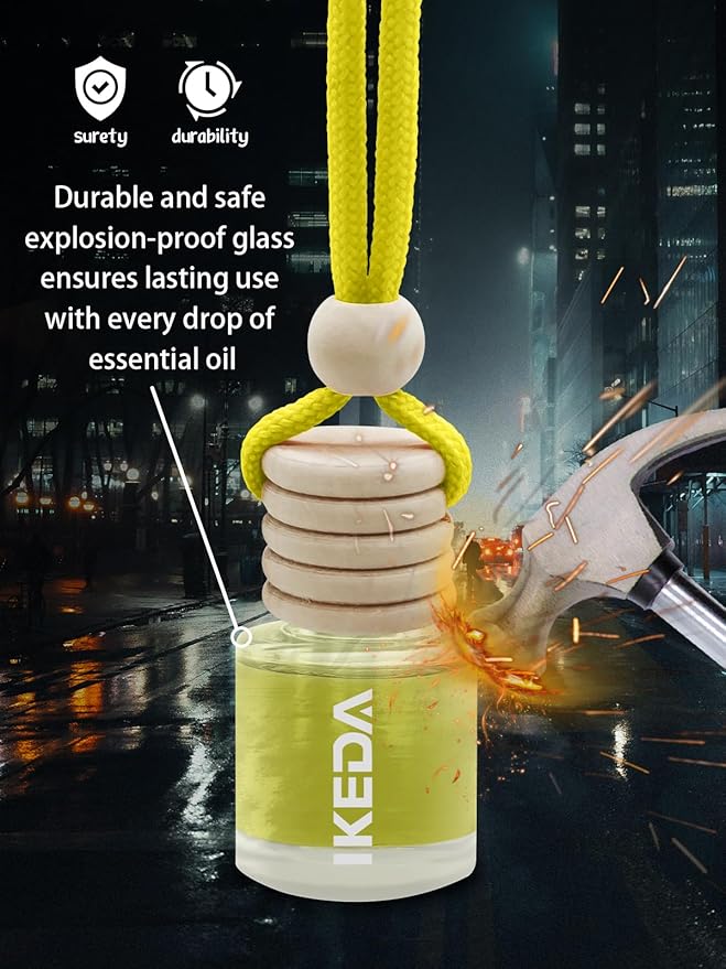 IKEDA Car Air Freshener, Car Fresheners for Men & Women, 45+Day Long Lasting Fragrance Hanging Air Fresheners Scents, with Clip, Perfect for Auto and Home,10ml, Lemon