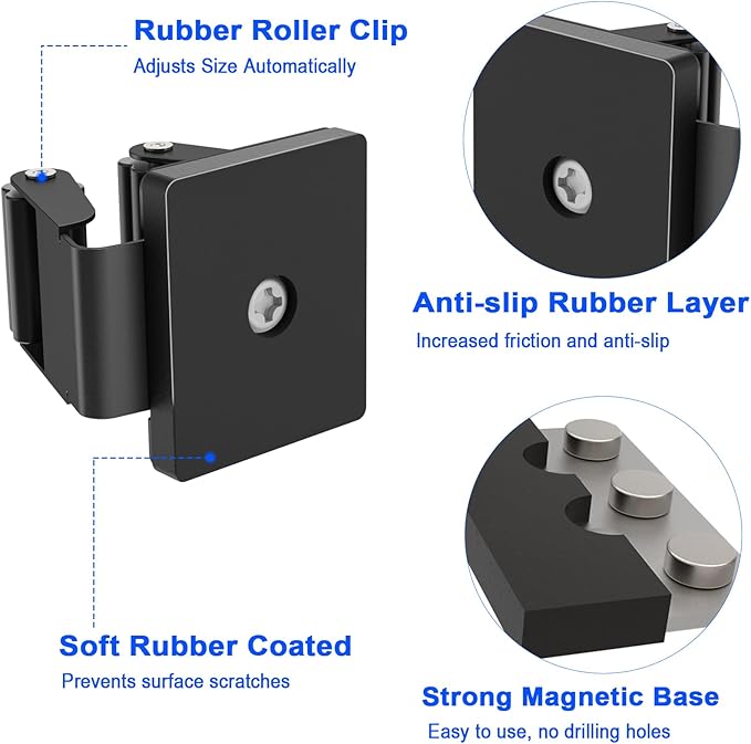 Strong Magnetic Mop Broom Holder, 2 Pack Heavy Duty Magnetic Mop Hanger for Refrigerators, Magnet Wall Mount Broom Holder Tool Storage for Laundry Room Garage Kitchen Workshops Metal Shed