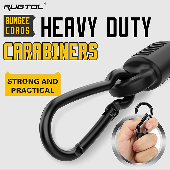 Bungee Cords with Hooks, 36 Inch Blue Adjustable Bungee Cords with Carabiner Heavy Duty Outdoor, Super Elastic Easy to Adjust Bungee Rope UV Resistant for Tarp, Bike Rack, Garden, Moving, 6 Pack