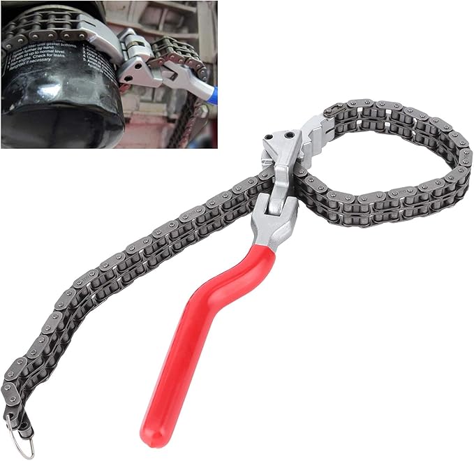 Oil Filter Wrench,Acouto Chain Wrench Spanner 13.8in Long Handle Adjustable Oil Filter Spanner,Auto Car Repairing Tool Removal Hand Tool Self Adjusting