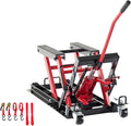 1500 lbs Hydraulic Motorcycle Lift Jack with Safety Lock & Foot Pedal, Heavy Duty Steel ATV/UTV Lift Stand, Adjustable 4.75"-14.75" Height, Portable Garage Bike Hoist for Powersports