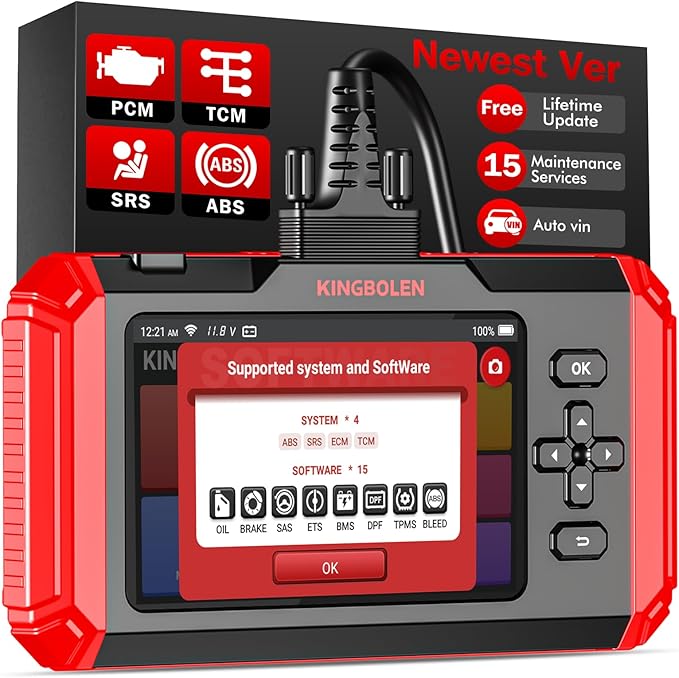 KINGBOLEN S800 OBD2 Scanner Diagnostic Tool,ABS SRS Engine at Automotriz Code Reader with 15 Resets,Oil SAS TPMS Gearbox Brake,FCA AutoAuth Automotive Scan Tool,AutoVIN,All Cars Lifetime F-Ree Update
