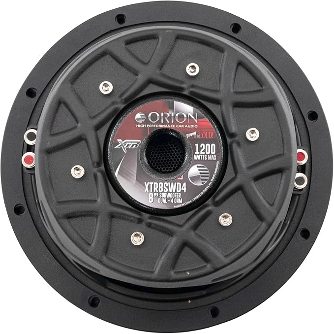 Orion XTR Series XTR8SWD4 Free Air Slim Shallow Mount 8” Car Subwoofer, 1200W Max Power, 300W RMS, Dual 4 Ohm, UV Coated Cone, NBR Surround – OEM Sub Replacement Compact for Lexus, BMW, Nissan, & More