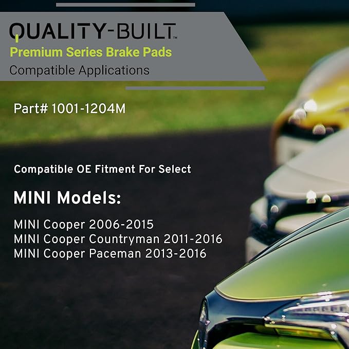 Premium Semi-Metallic Front Brake Pads (1001-1204M) Compatible with Mini Cooper 2006-2015, Mini Cooper Countryman 2011-2016, Mini Cooper Paceman 2013-2016