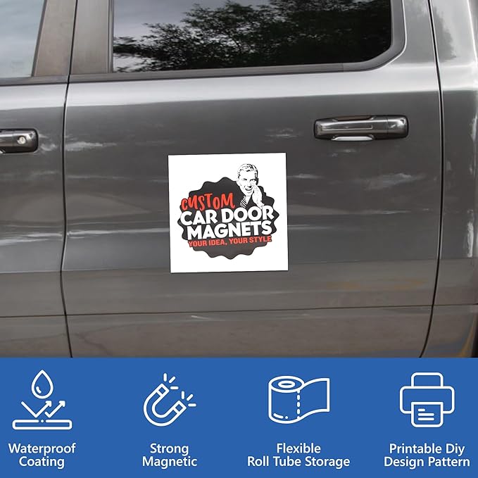 Custom Car Magnet Signs for Businesses (12" Square) 2 pk - Personalized Car Magnets for Advertising and Vehicle Promotion - Advertising Magnets for Cars Door - Professionally Printed