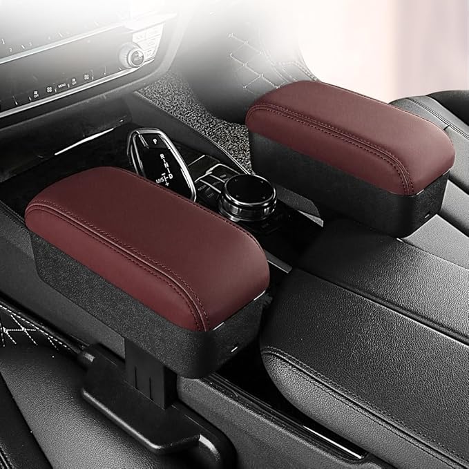 JEYODA Car Armrest Box with Cup Holder Car Central Liftable Armres Storage Organizer Box Arm Rest，Car Seat Gap Filler Organizer 1PC(Red)