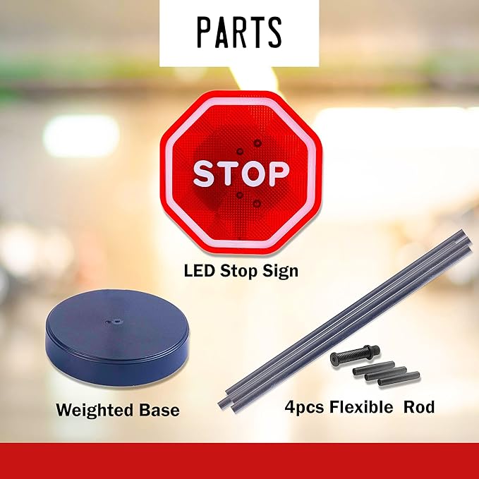 Andalus Brands Flashing LED Stop Sign Garage Parking Assistant System | Bumper Sensor,Red (2 Pack)