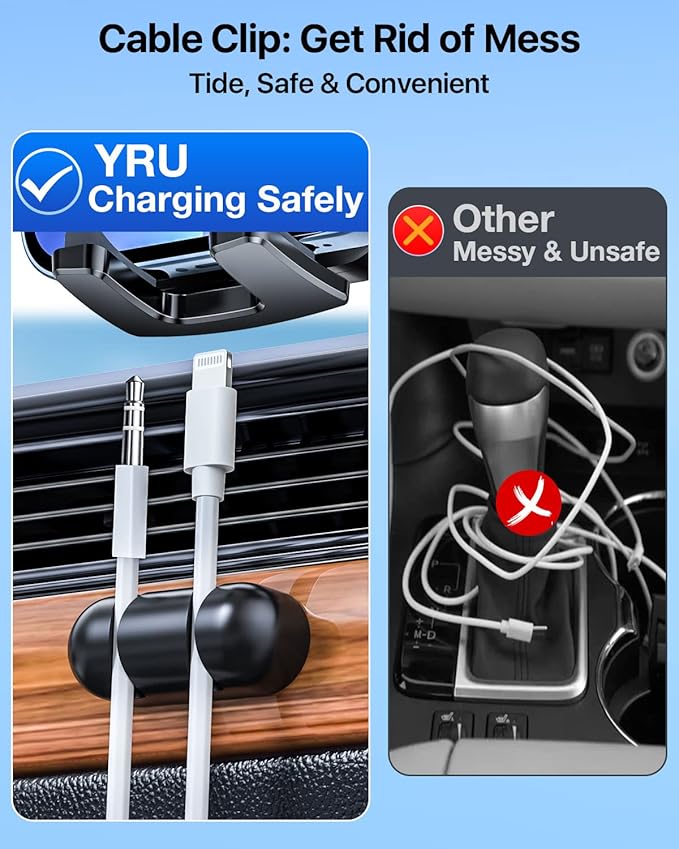 [2025 Upgrade Extreme Strong Suction] YRU Car Phone Holder Mount,[Bumpy Road Stable]Dashboard Cell Phone Holder for Car Vent Windshield Phone Stand for iPhone 16 15 14 13 Pro Max Samsung Truck, Black