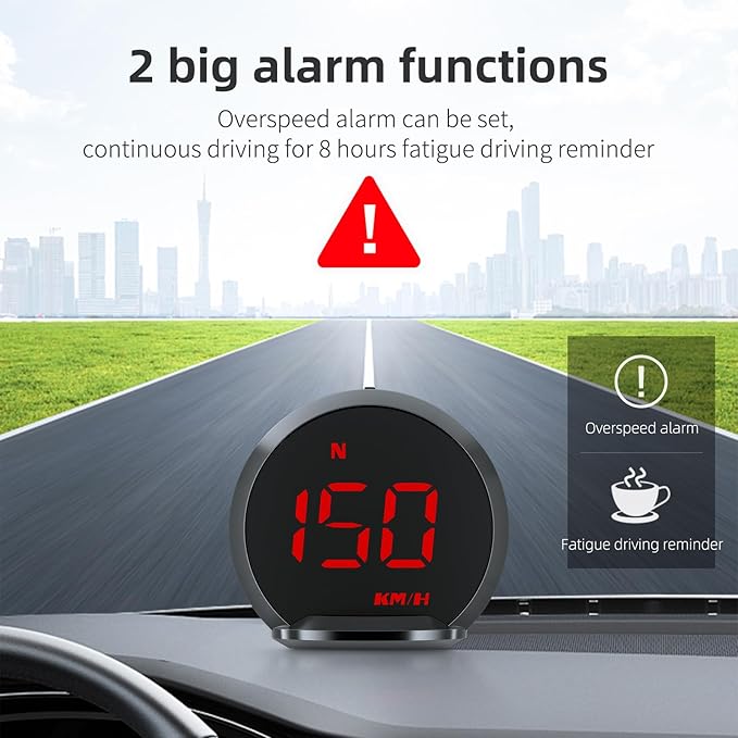 ACECAR Digital GPS Speedometer New HUD Car Head Up Display LCD Display with MPH Digital Speed Compass Direction Driving Distance Altitude Overspeed Alert for All Vehicle