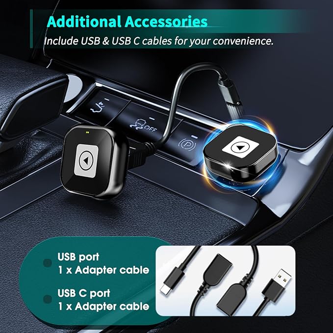 Wireless CarPlay Adapter for iPhone - Mini USB Design, Plug & Play, Auto Connect,Convert Wired to Wireless CarPlay in Seconds, iOS 10+ Compatible (2025 Upgrade) for Cars 2016+ (Black)