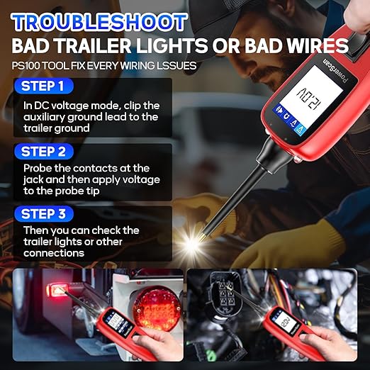 Autel PowerScan PS100 Power Circuit Probe Tester - 2025 12V 24V Car Circuit System Diagnostic Tool, Open Breaker Short Finder, Read AC/DC Resistance, Activate Component, w/ 20ft Cable, for 99% Cars