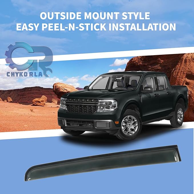4PCS Window Rain Guards Fit for 2022 2023 2024 2025 Ford Maverick XL XLT Lariat, Smoke Tinted Side Window Visors Wind Deflectors, Outside Mount Side Vent Shades Shields