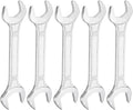 HARFINGTON 5pcs Double Open End Wrench 22mm x 24mm Metric 15 Degree Offset Angle Small Flat Head Wrench Galvanizing Open Ended Spanner for Automotive Repair Furniture Assembly