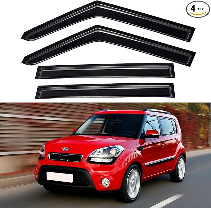 Window Visors Rain Guards Shield for 2009 2010 2011 2012 2013 Kia Soul, Out-Channel Window Vent Wind Deflectors Visors Shades for 09-13 Soul