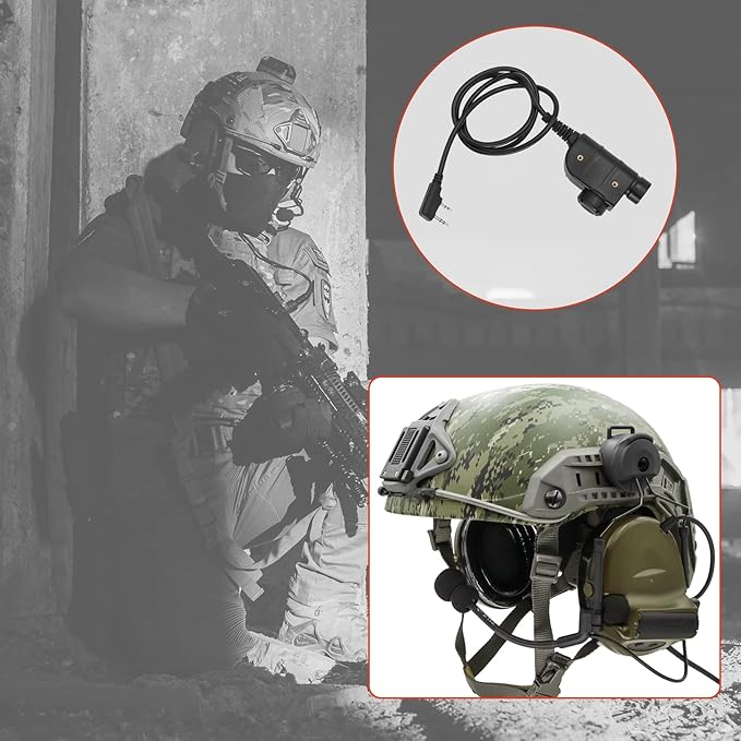 COMTA 2 Helmet-Type Tactical Headset with U94 PTT 2pin，Noise Canceling Headphones，for Airsoft Hunting Shooting