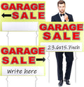 Marsui 3 Pcs Garage Sale Sign 23.6 x 15.7 Inch Double Sided Garage Sale Sign with Stakes Blank Corrugated Plastic Yard Signs with Directional Arrow and Metal Stake