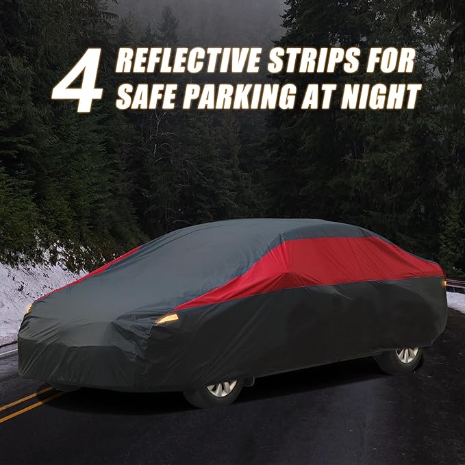 Car Cover Waterproof All Weather,Outdoor Car Cover for Automobiles,Full Exterior Cover Windproof Outdoor car Cover UV/Snow/Hail/Dust Protection Fit Sedan-Length 181" to 190"