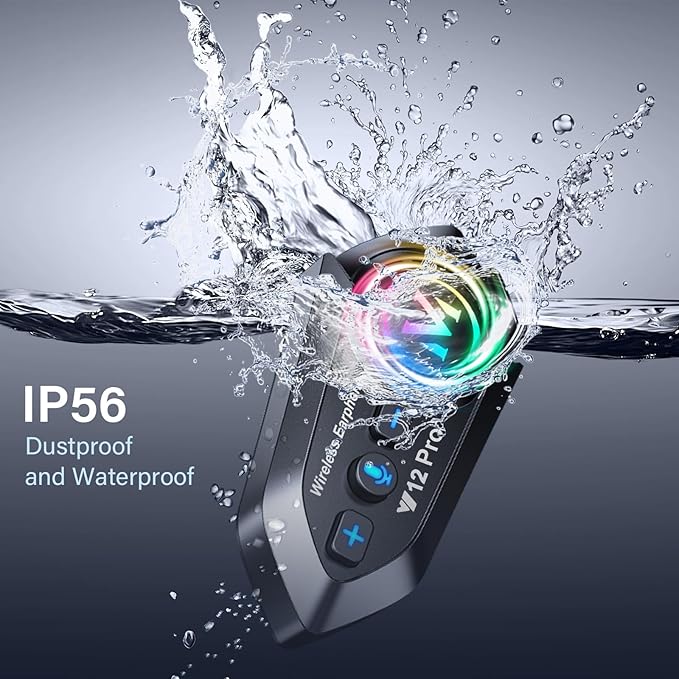 Motorcycle Helmet Headset Speakers Headphones with 2 Way Intercom 550 Yards,HiFi Sound,Noise Cancellation,Music Share,FM,Easy to Connect/Use,IP56 Waterproof,Voice Assistant