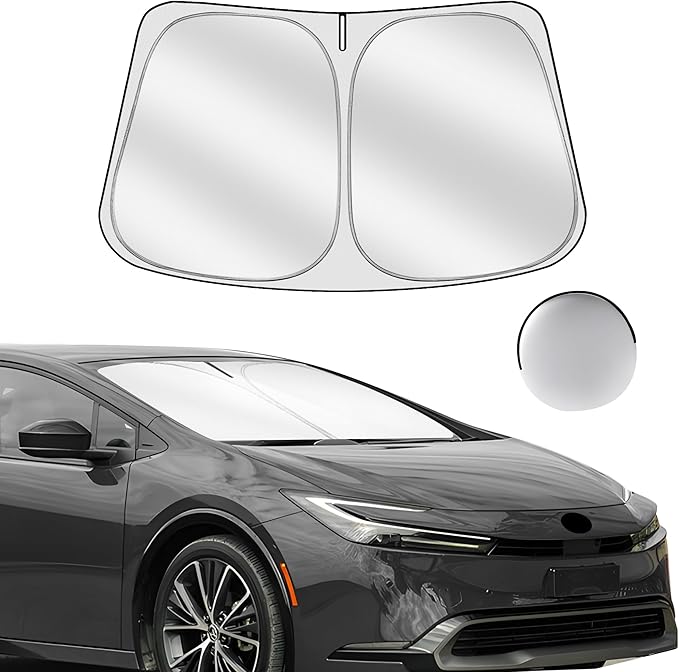 Windshield Sun Shade for Toyo-ta Prius (NOT for Prius C or Prius V) 2023-2025 Foldable Sunshade Custom Fit Front Window Car Interior Accessories Protector Blocks UV Rays