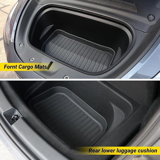 Floor Mat for New Model Y Juniper 2025 2026 9PCS Floor Mats with Second Row Seat Back Mats for Tesla Model Y All Weather TPE Model Y Floor Mats Accessories-(Only for Model Y Juniper)
