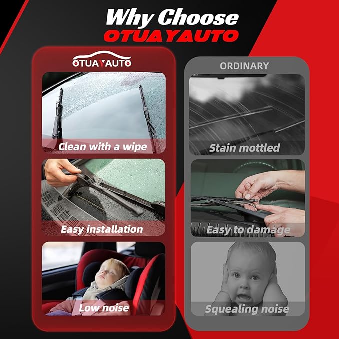 OTUAYAUTO Premium Windshield Wiper Blades - Replacement for Nissan Juke 2011-2017 - Precision Fit, All-Weather Performance, Front and Rear Wiper Blades, J/U Hook - 22"+14"+12" (Pack of 3)