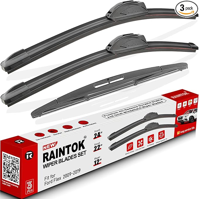 Windshield Wiper Blades Replacement for Ford Flex 2009 2010 2011 2012 2013 2014 2015 2016 2017 2018 2019 Original Factory Quality Front Rear Wipers Blade Set - 24" 22" 12" (Pack of 3)
