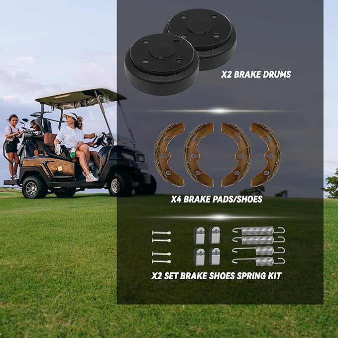 Golf Cart Brake Repair Kit fit Club Car DS 1995-Up and Precedent 2004-Up,Club Car Brake Drums & Brake Pads & Brake Shoes Spring Kit,OEM# 1018163-01,1011466, 1018232-01, 1017911-01
