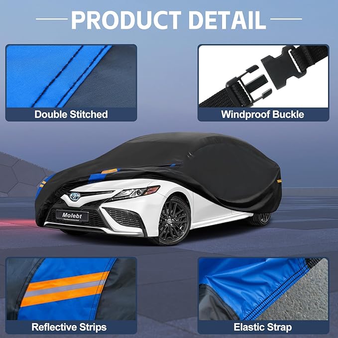 SUV Car Cover Waterproof All Weather for Automobiles, Full Exterior Covers for Jeep (191-201 inch) Universal Fit for Jeep Grand Cherokee, Ford Explorer, etc. Rain Winter Sun Snow Protection.