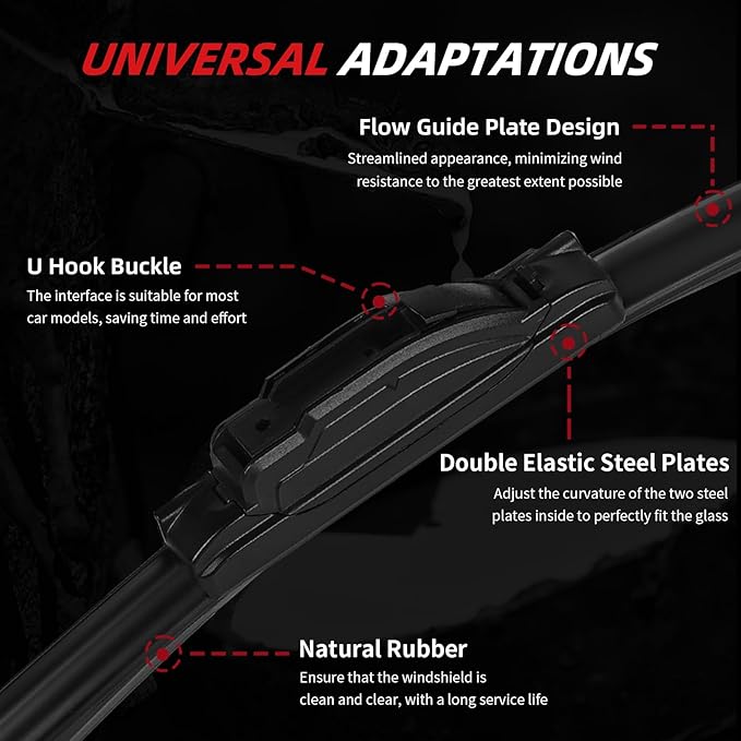 OTUAYAUTO Windshield Wiper Blades - Replacement for Nissan Rogue 2014-2023, Front and Rear Wiper Blades, U/J Hook - 26"+17"+12" (Pack of 3)
