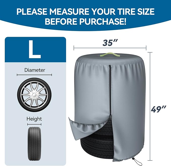 Durable 600D Tire Storage Bag,Large Tyre Dust Protective Cover with Waterproof Zipper, Spare Stack Storage Tire Cover for Indoor/Outdoor Use,Universal Fits Trucks,SUV,Jeep,Car,Trailer,RV,Camper Wheels