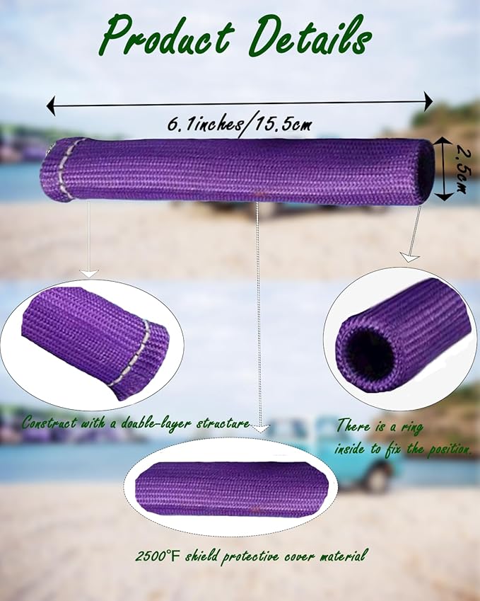 Spark Plug Wire Cover Replacement - 8 PCS 2500° Spark Plug Heat Sleeve, 6 Inches Spark Plug Wire Heat Shield Boots Protector Protection for LS1 / LS2 SBC BBC 350 454 Car Truck, Purple