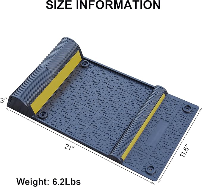 OrangeStar 8 Pack Parking Guide Mat, 21” Heavy Duty PU Wheel Stopper w/Reflective Stripe for Garage Vehicles, Indoor/Outdoor Use, Black