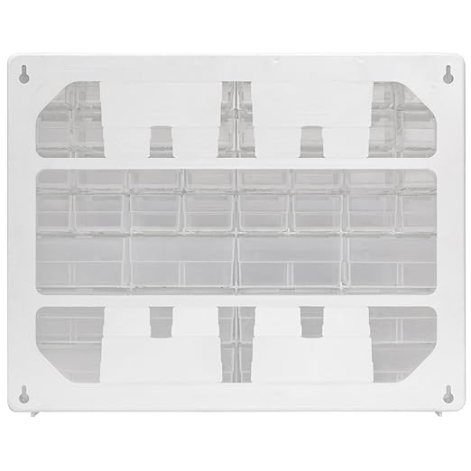 Akro-Mils 44-Drawer Plastic Drawer Storage Cabinet for Garage Organization, Bead Organizer, Building Bricks Storage, Teacher Toolbox, Makeup Organizer, 20-Inch W x 6-Inch D x 16-Inch H, 10144 White