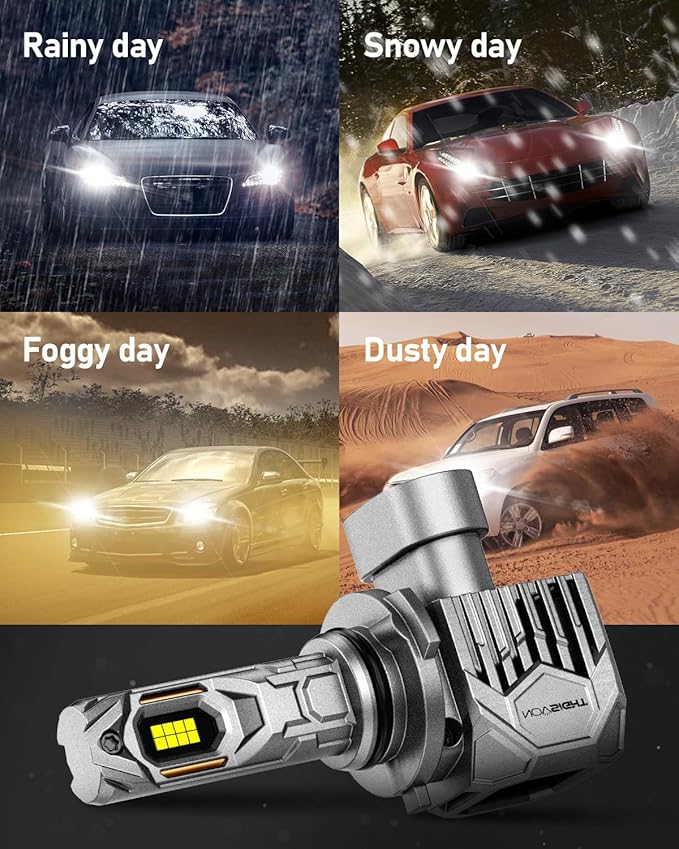 NOVSIGHT 9005 9006 LED Fog Light Bulbs,100000 Lumens 6500K Cool White Light,800% Brightness,Plug and Play, Pack of 4