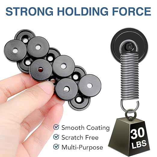 MIKEDE Neodymium Magnets, 30lbs Earth Magnets Heavy Duty, Small Round Rare Earth Base Magnet with Holes in The Center, Cup with Screws Disc Magnet for Wall Mounting - 6 Pack